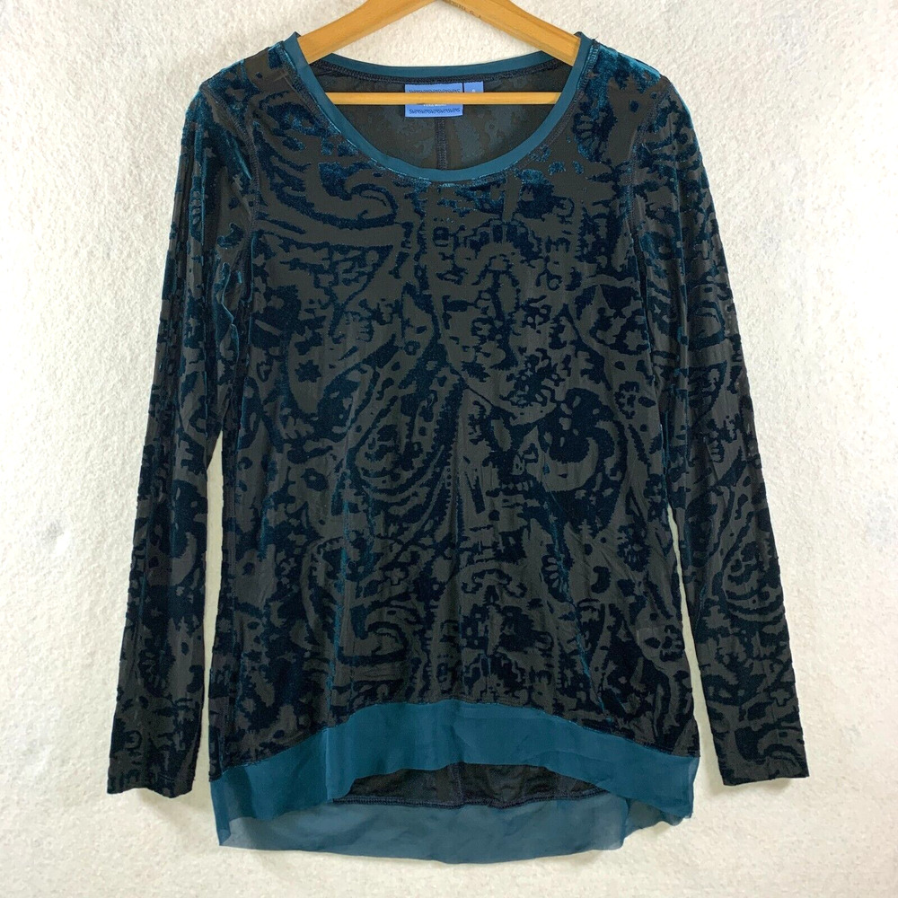 Simply Vera Women Velvet Burnout Top Sz S‎ Iridescent Whimsigoth Fairy Grunge
